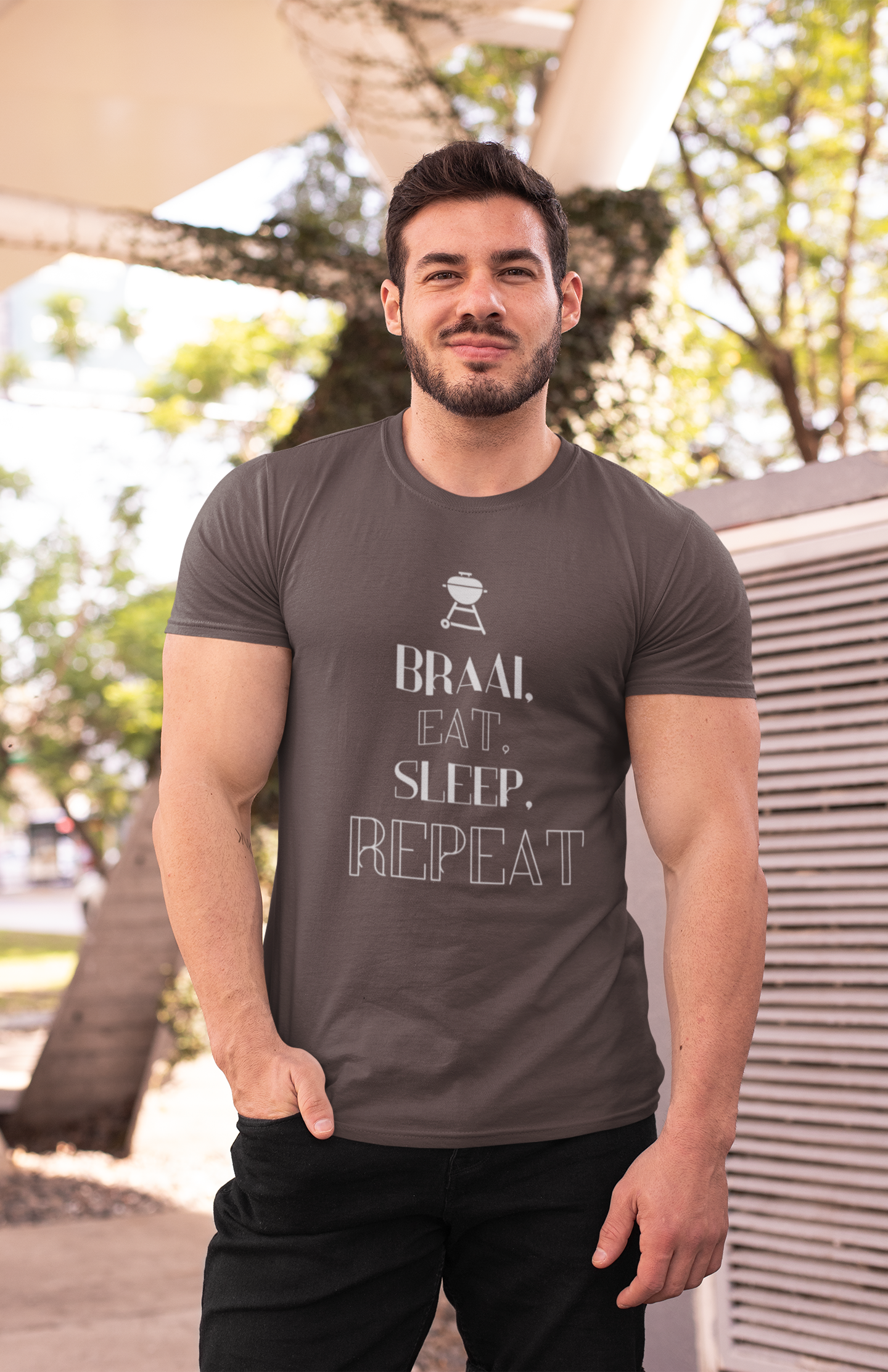 Braai, eat, sleep, repeat Mens T Shirt