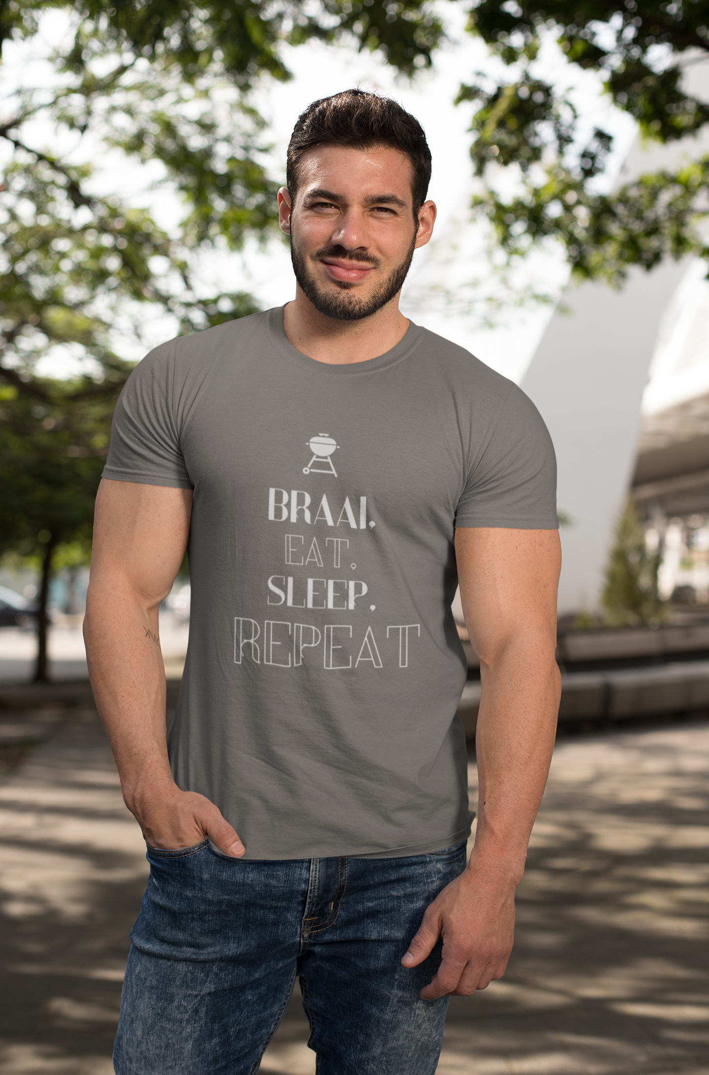 Braai, eat, sleep, repeat Mens T Shirt